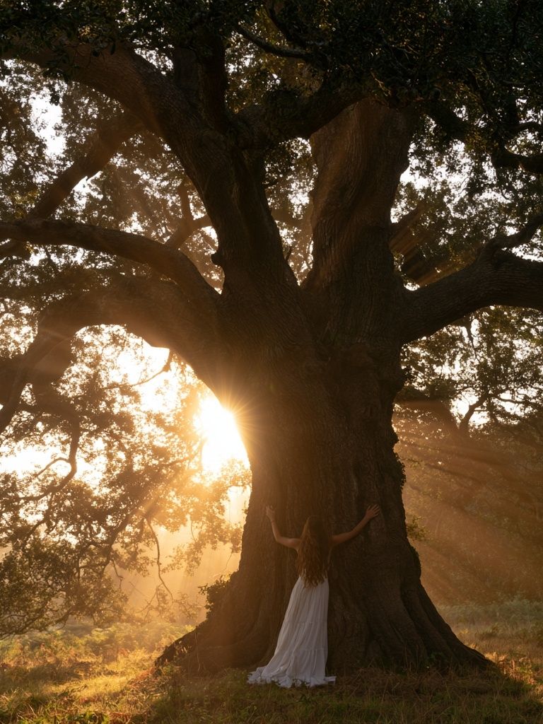 Sunlit Oak Tree Photography Poster. poster — photography art