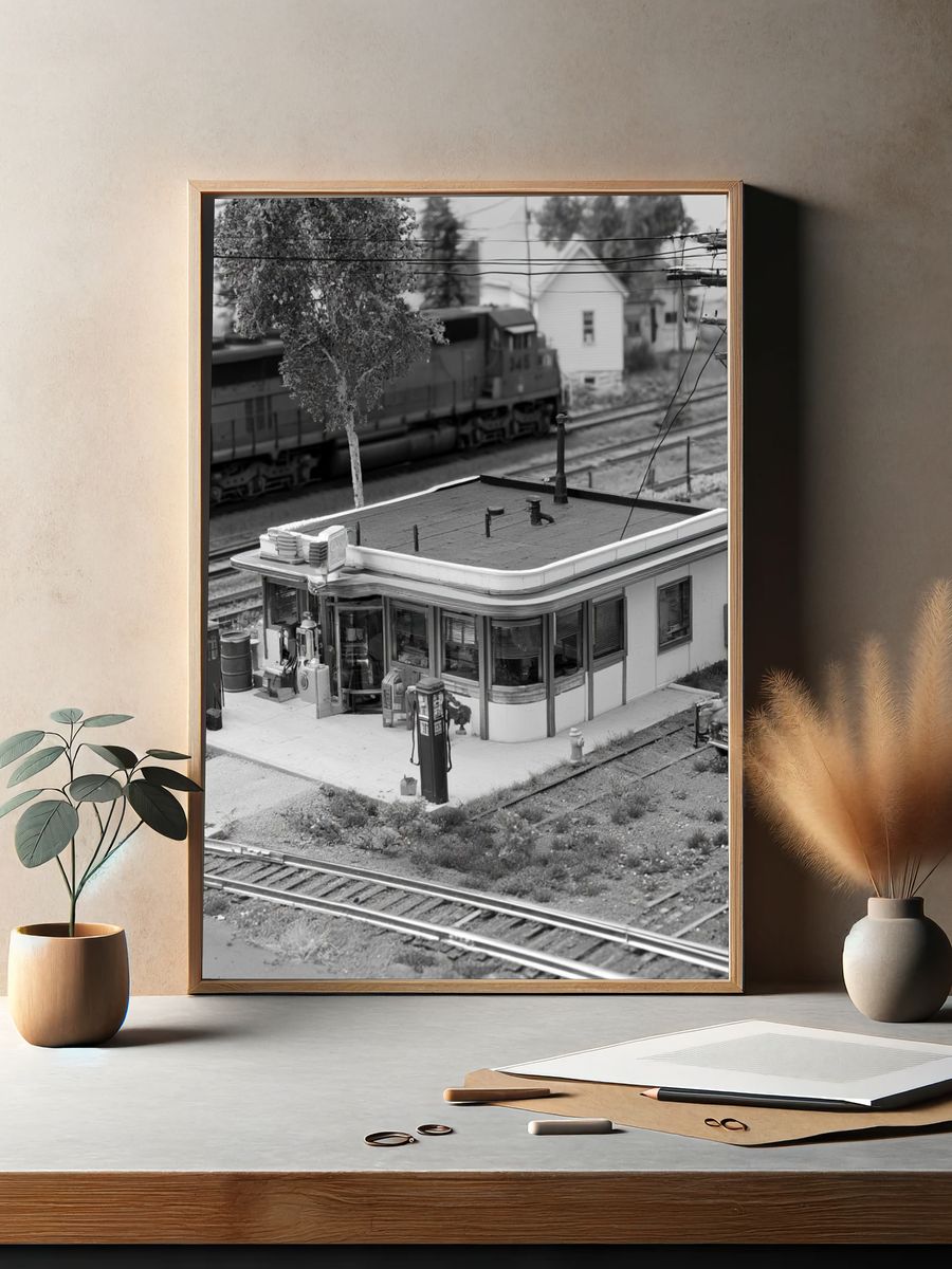 Model Train Station Photography Poster. — room view 2