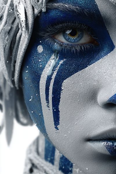 Blue Face Paint Portrait Poster.