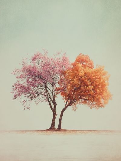 Autumn Twin Trees Photography Poster. poster print