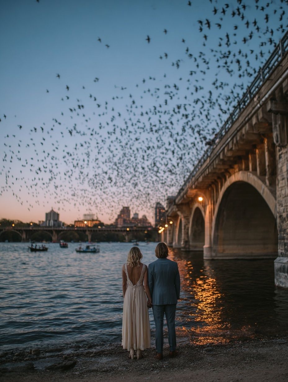 Twilight Bridge Birds Photography Poster. poster detail