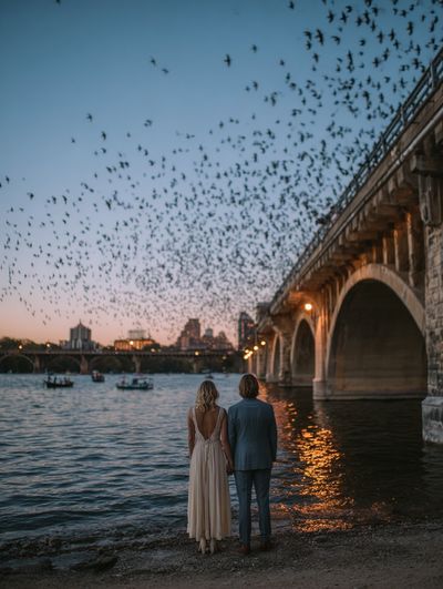 Twilight Bridge Birds Photography Poster.