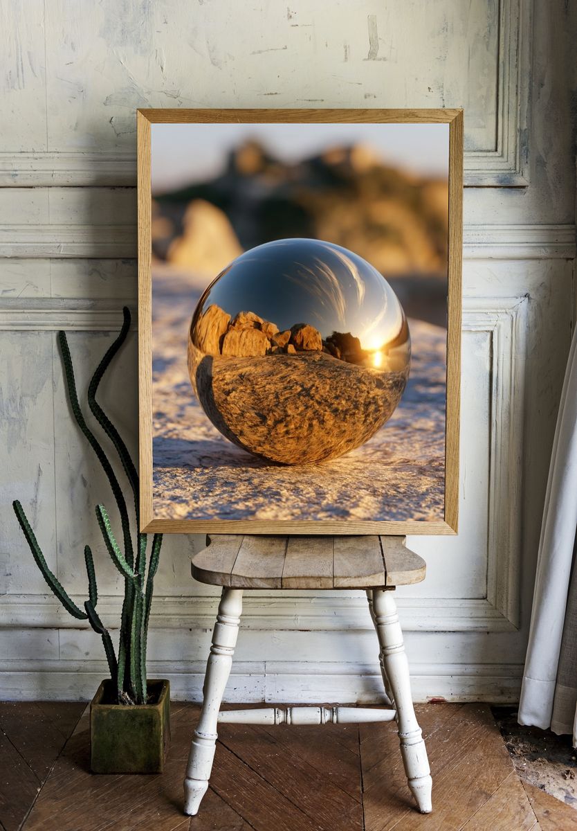 Sunset Crystal Sphere Photography Poster. room preview