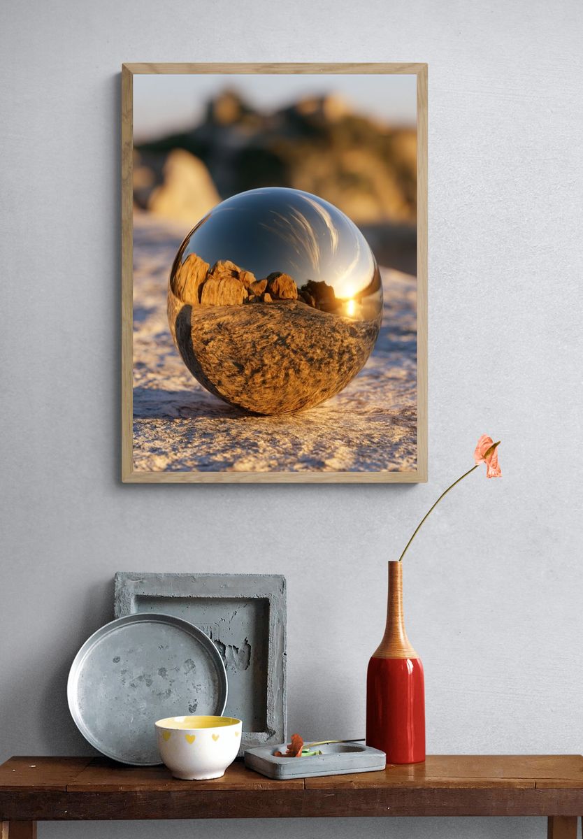 Sunset Crystal Sphere Photography Poster. — room view 3