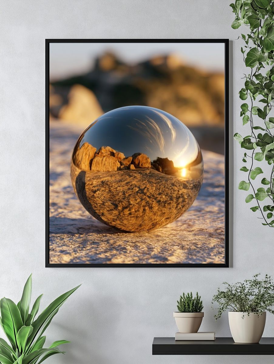 Sunset Crystal Sphere Photography Poster. — room view 4