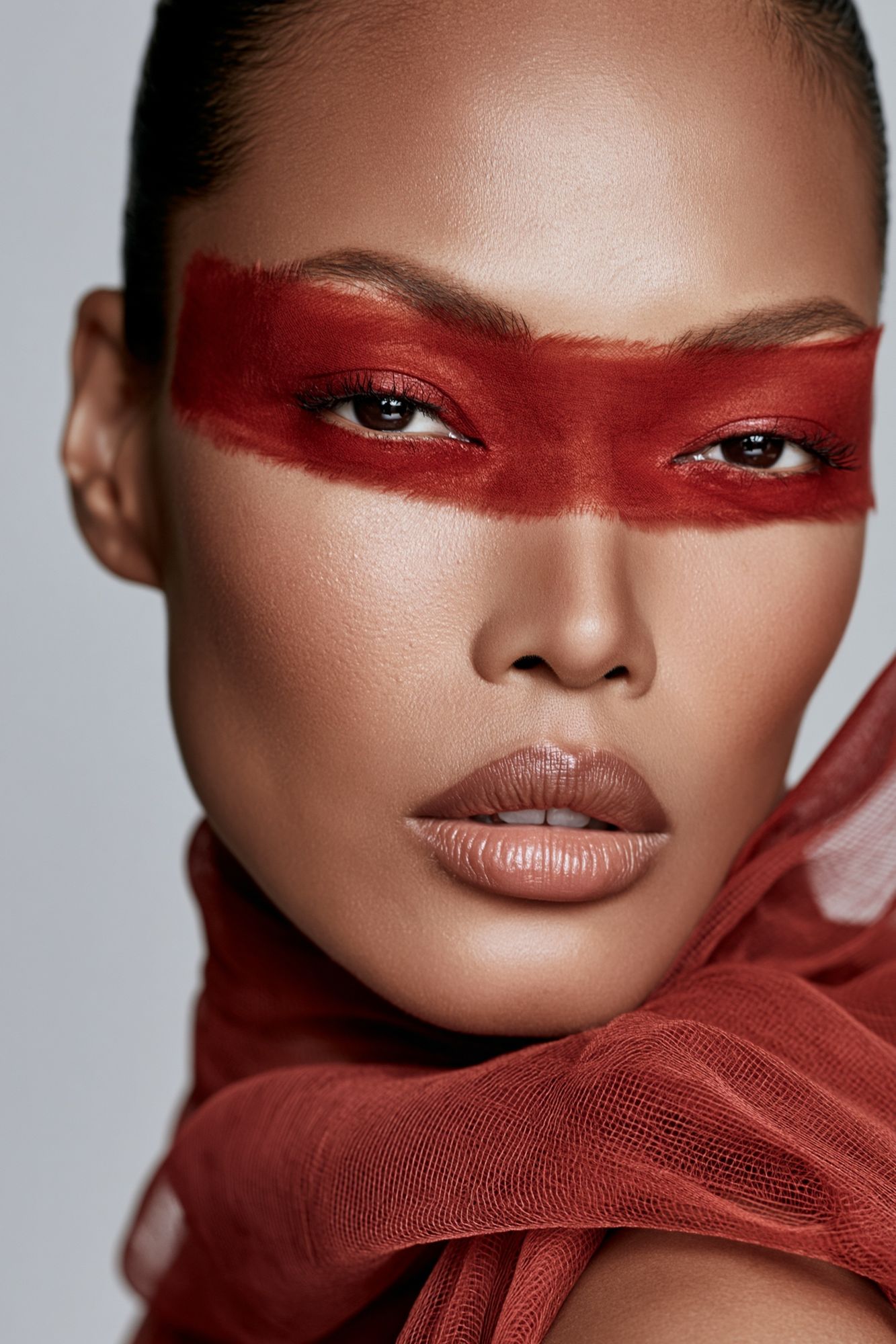 Red Mask Fashion Portrait Poster. poster detail