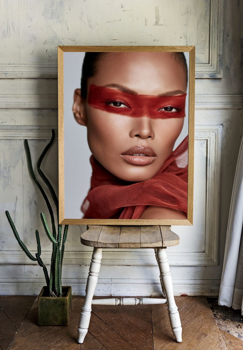 Red Mask Fashion Portrait Poster. room preview