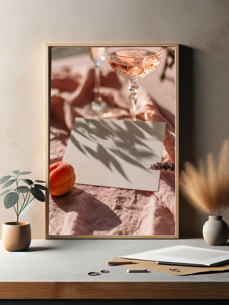 Peach Still Life Photography Poster. — room view 2