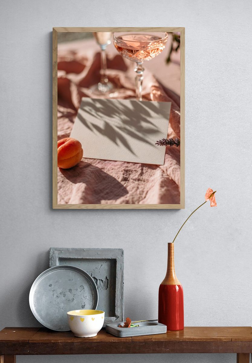 Peach Still Life Photography Poster. — room view 3