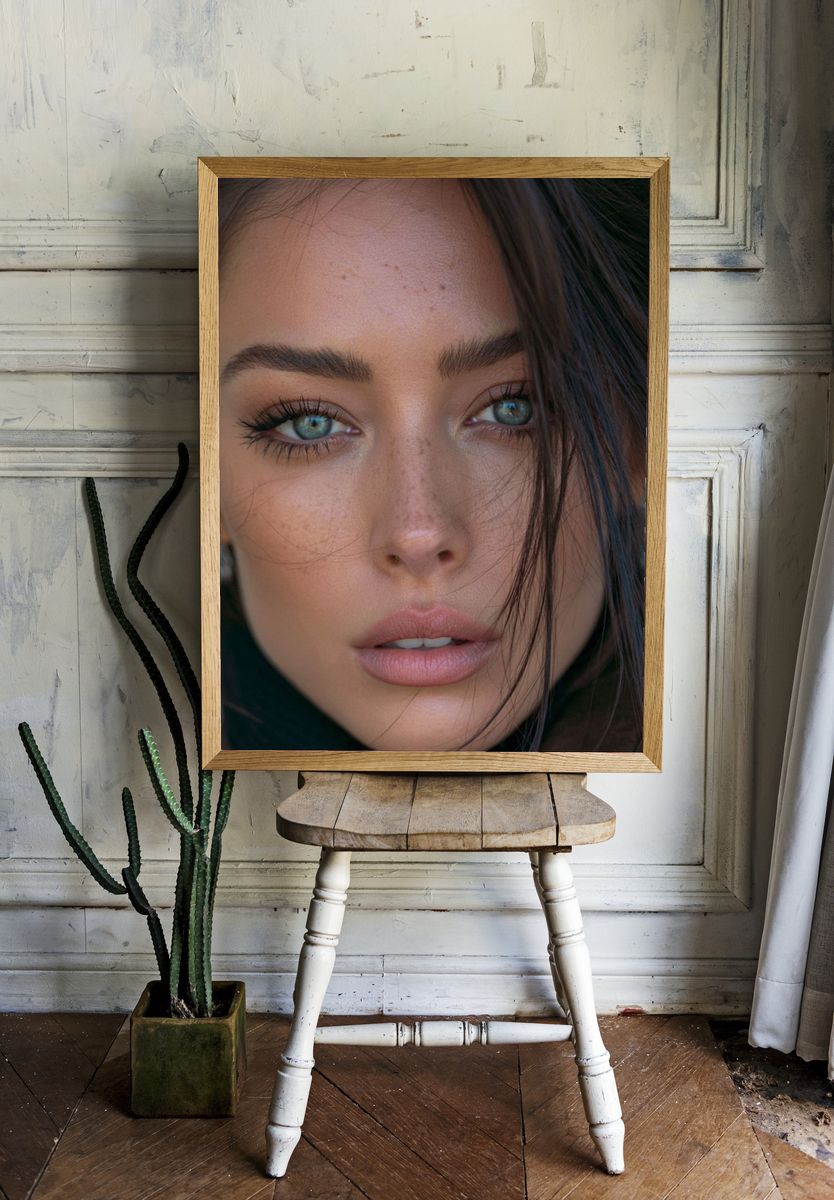 Blue-Eyed Portrait Photography Poster. — room view 1