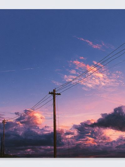 Sunset Power Lines Photography Poster.