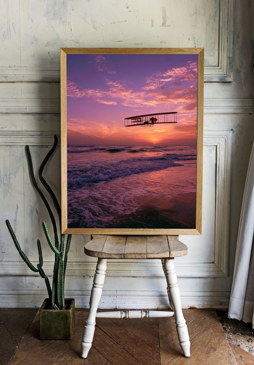 Sunset Flight Over Ocean Poster. room preview