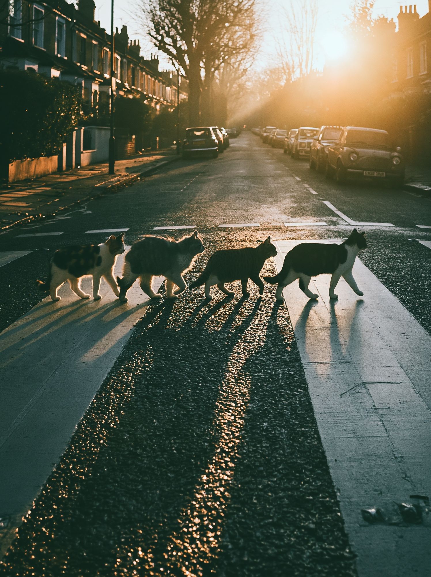 Cats Crossing Street Photography Poster. poster detail