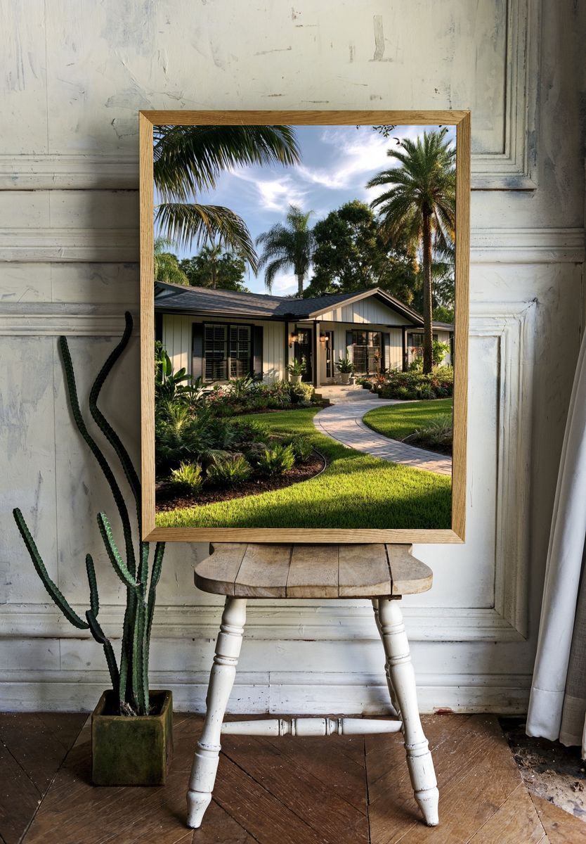 Tropical House Garden Photography Poster. — room view 1