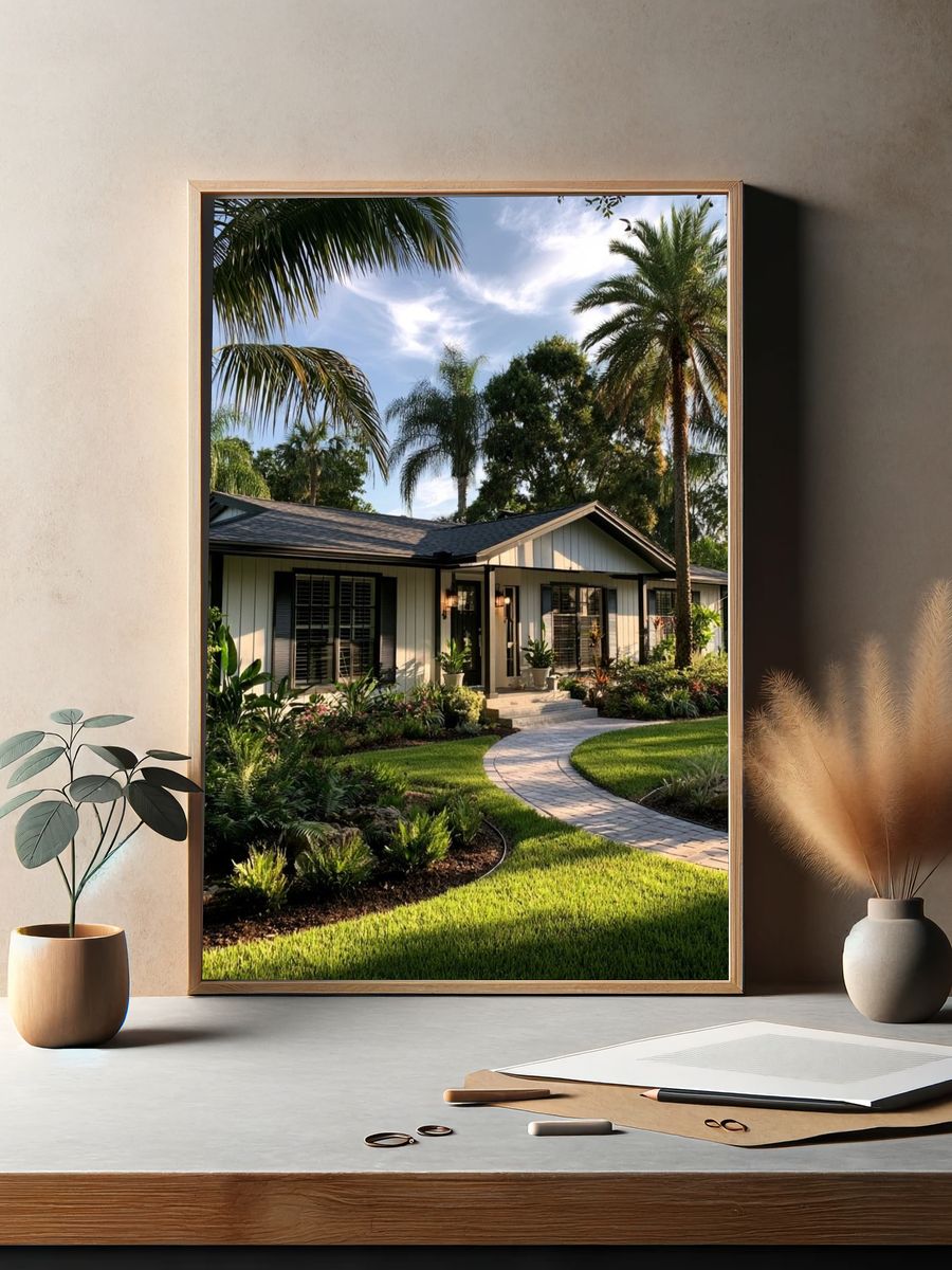 Tropical House Garden Photography Poster. — room view 2