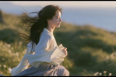 Windblown Woman Portrait Photography Poster.