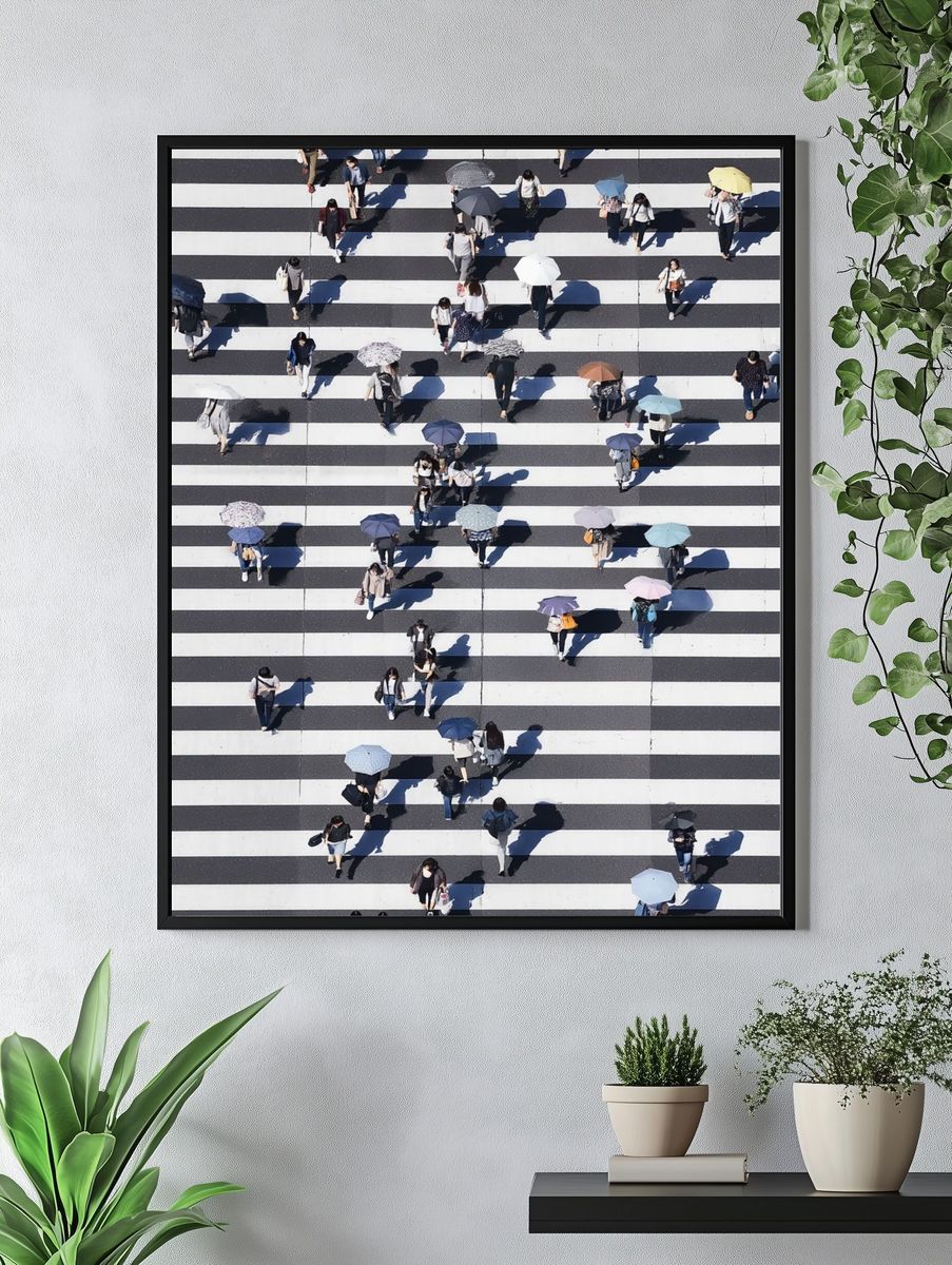 Umbrella Crosswalk Street Photography Poster. — room view 4