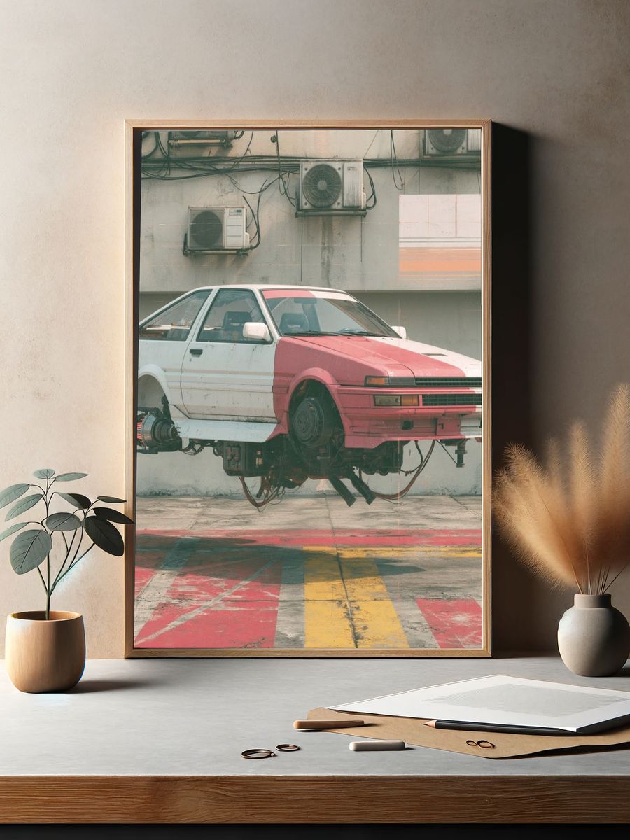 Floating Drift Car Photography Poster. — room view 2