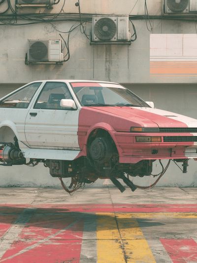 Floating Drift Car Photography Poster.