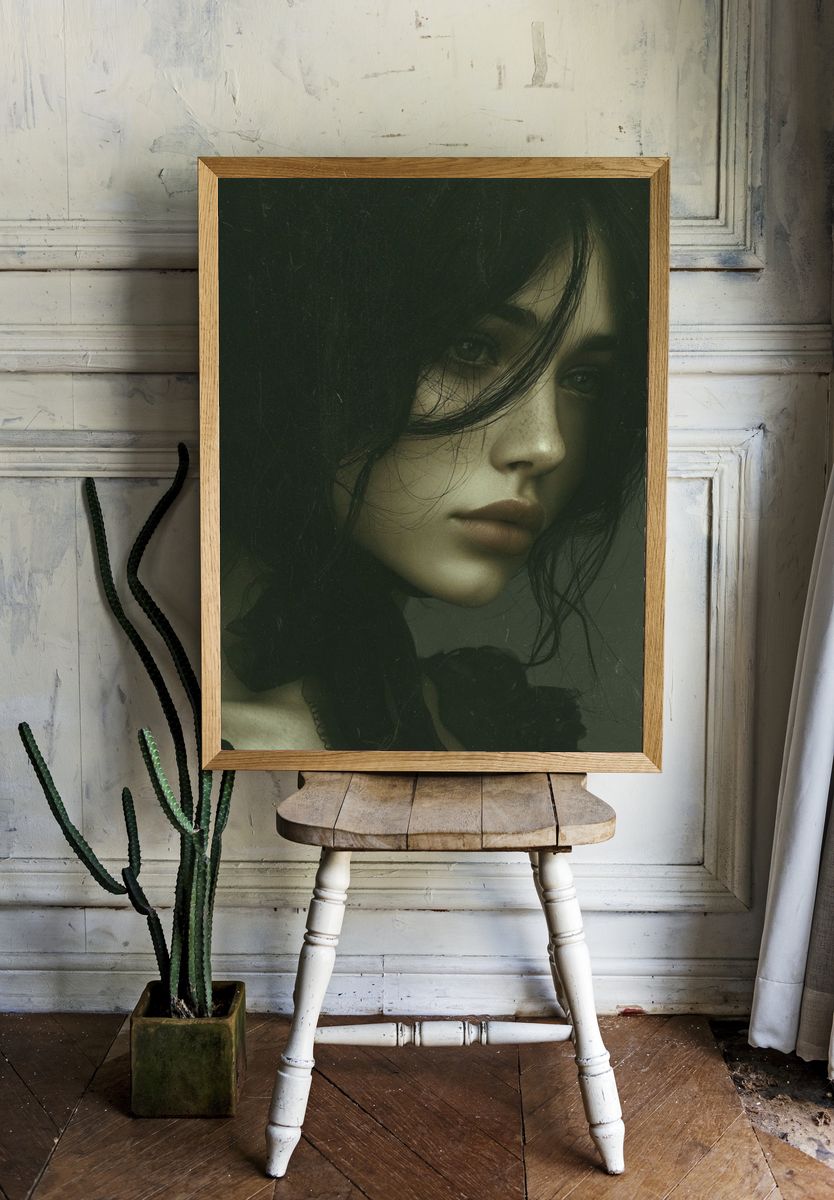 Moody Woman Portrait Print. — room view 1
