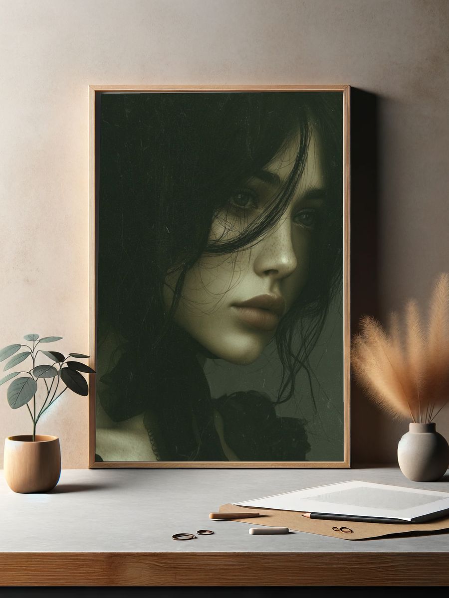 Moody Woman Portrait Print. — room view 2