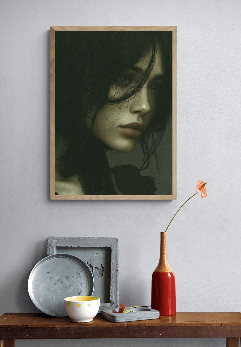 Moody Woman Portrait Print. — room view 3