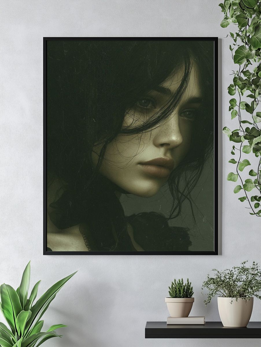 Moody Woman Portrait Print. — room view 4
