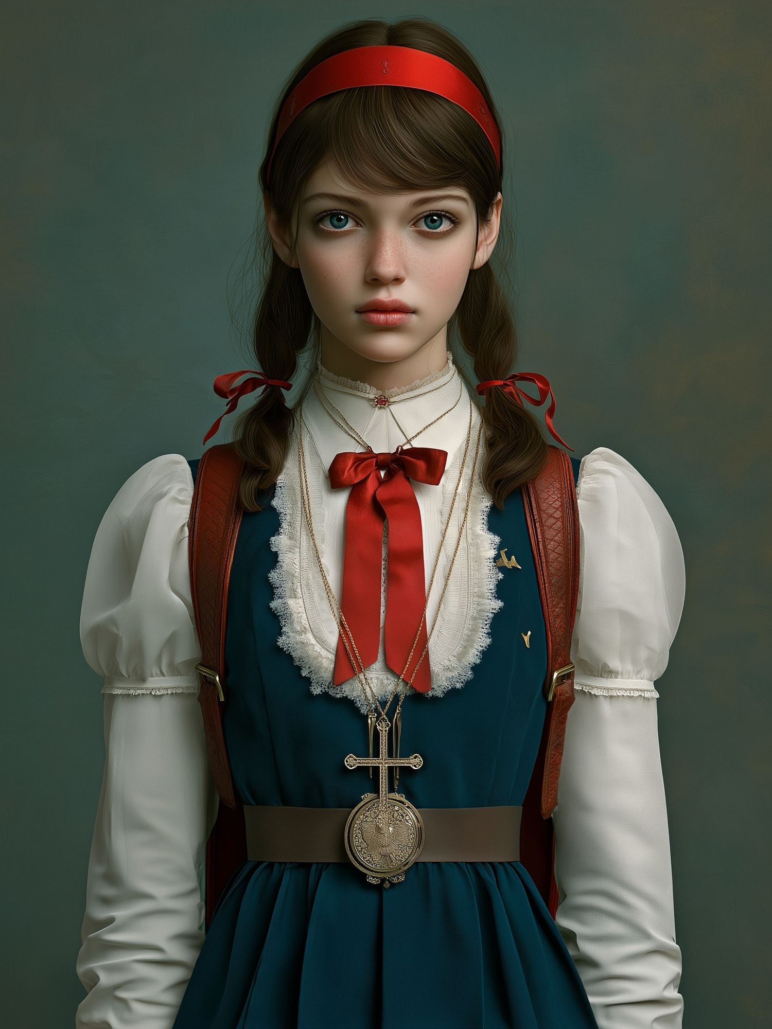 Girl in Folk Dress Portrait Print. poster detail