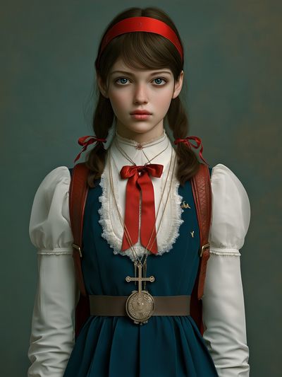 Girl in Folk Dress Portrait Print.