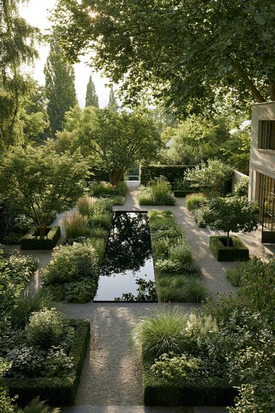 Serene Garden Courtyard Photography Poster.