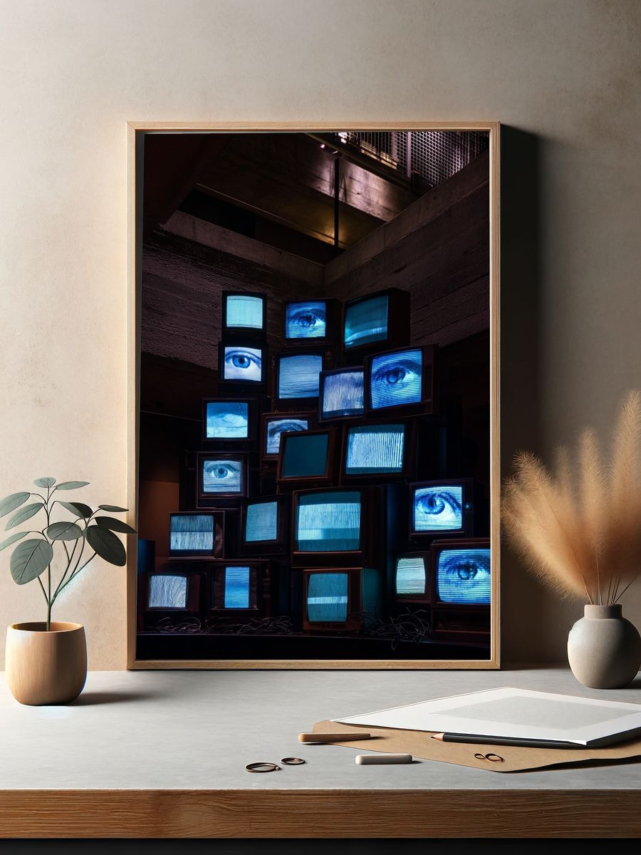 Surveillance TV Stack Photography Poster. — room view 2