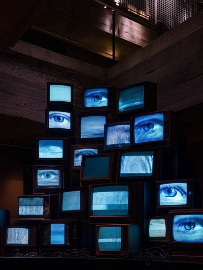 Surveillance TV Stack Photography Poster.