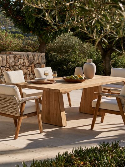 Mediterranean Patio Dining Photography Print.