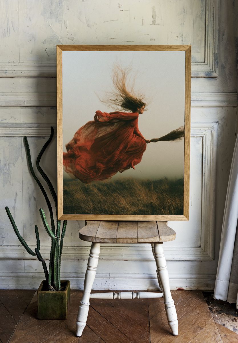 Floating Witch Portrait Photography Poster. room preview
