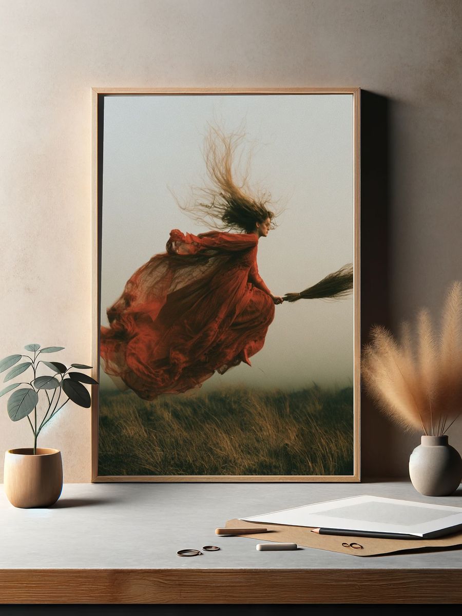Floating Witch Portrait Photography Poster. — room view 2
