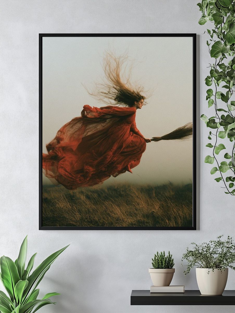 Floating Witch Portrait Photography Poster. — room view 4