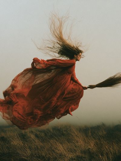 Floating Witch Portrait Photography Poster. poster