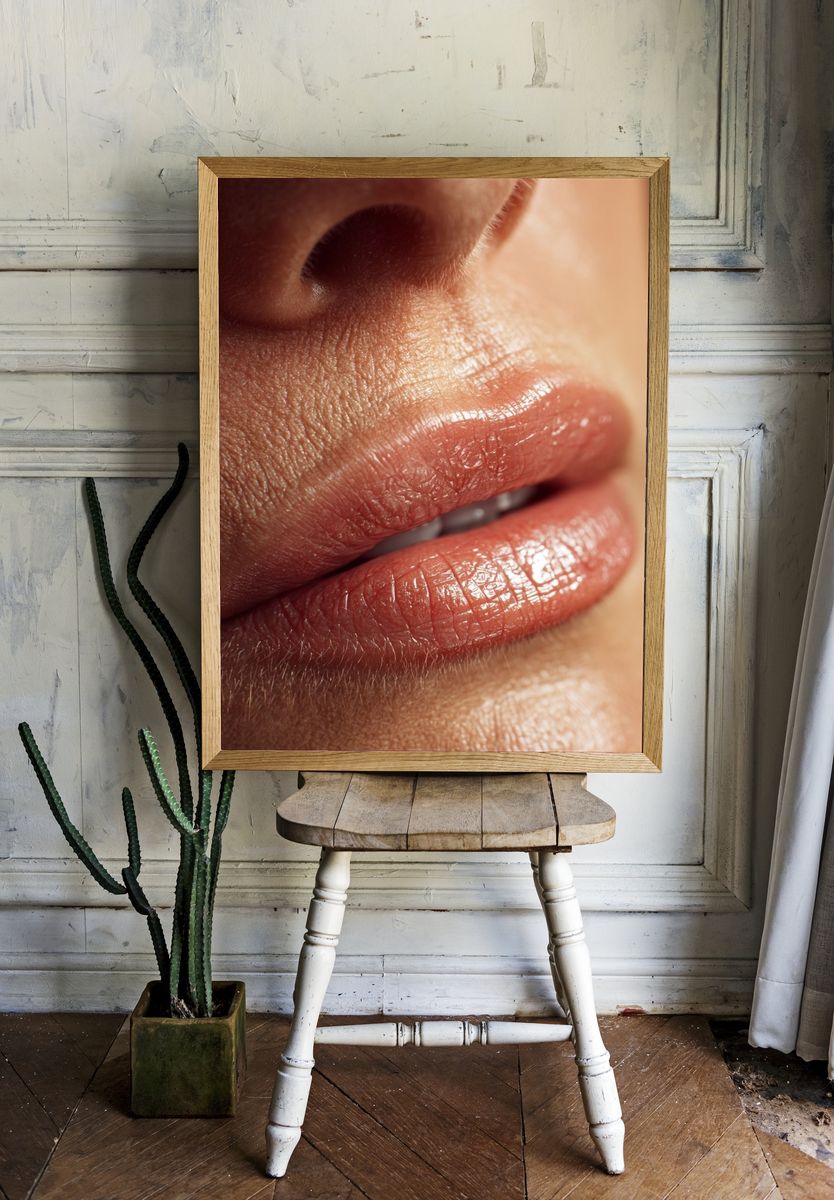 Glossy Lips Portrait Print. room preview
