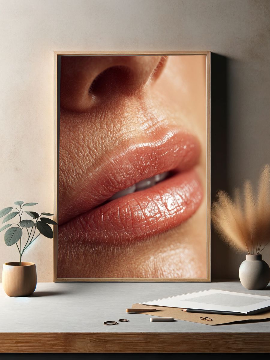 Glossy Lips Portrait Print. — room view 2