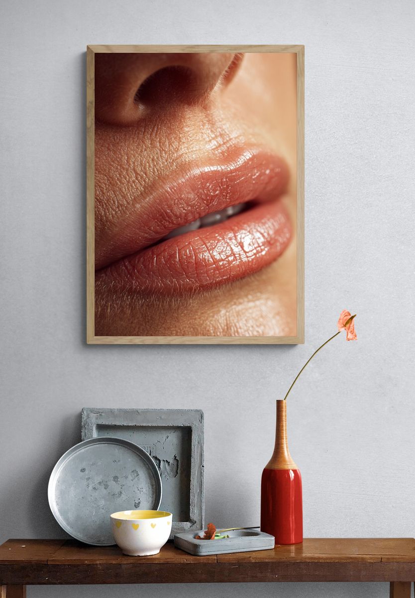 Glossy Lips Portrait Print. — room view 3
