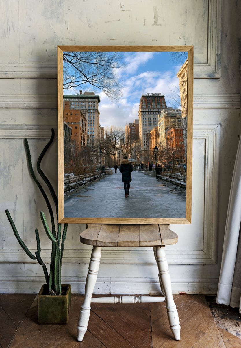 Winter City Park Walk Photography Poster. — room view 1