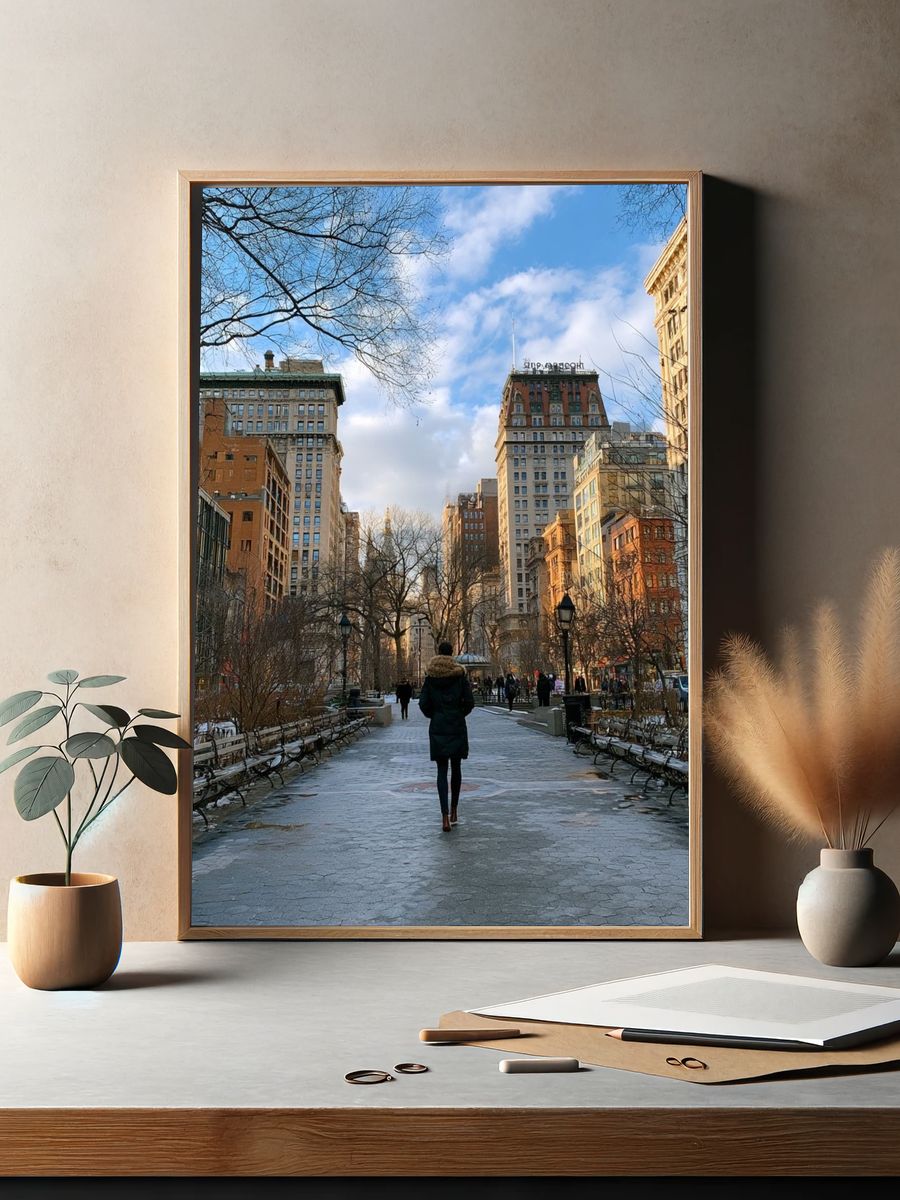 Winter City Park Walk Photography Poster. — room view 2