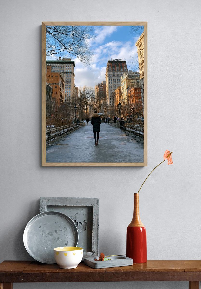 Winter City Park Walk Photography Poster. — room view 3