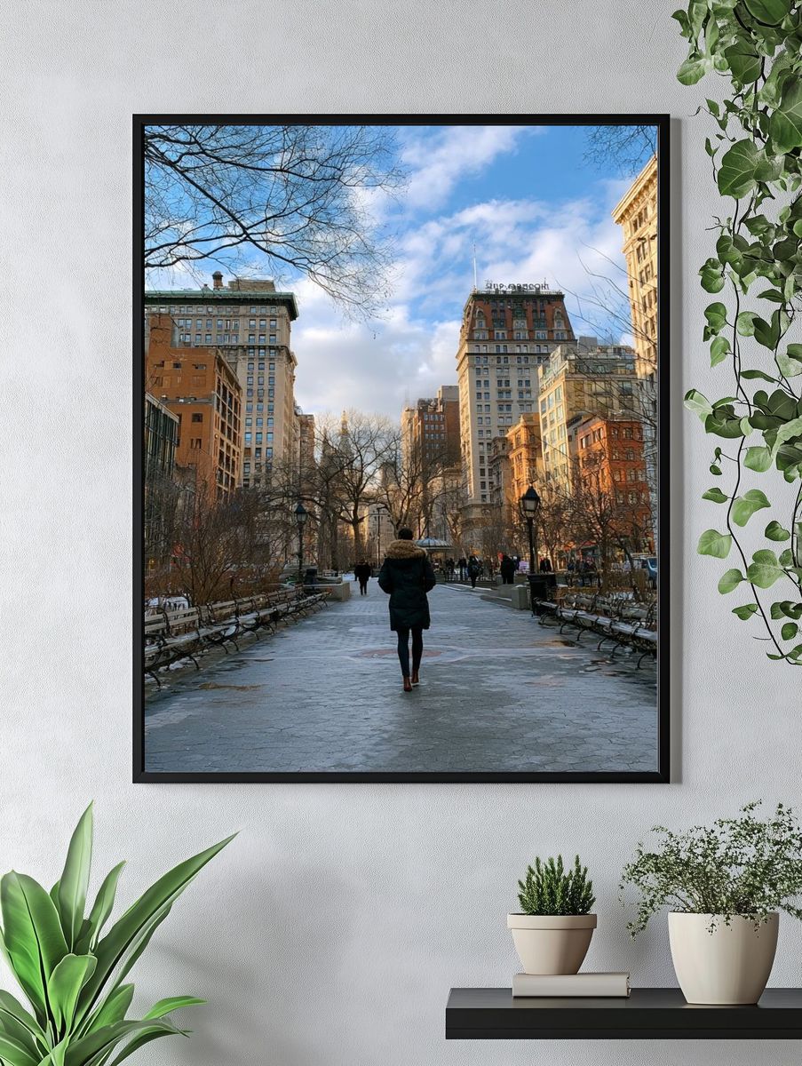 Winter City Park Walk Photography Poster. — room view 4