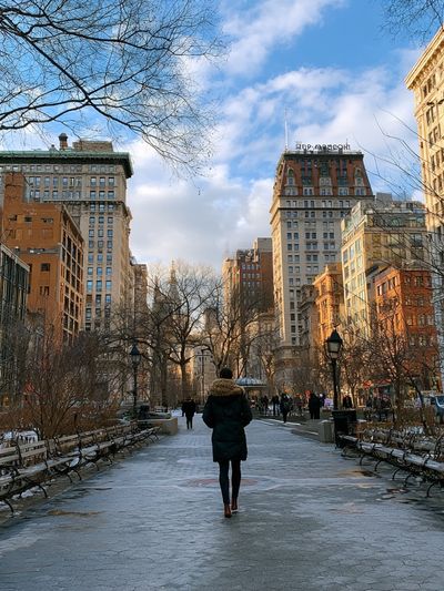 Winter City Park Walk Photography Poster.