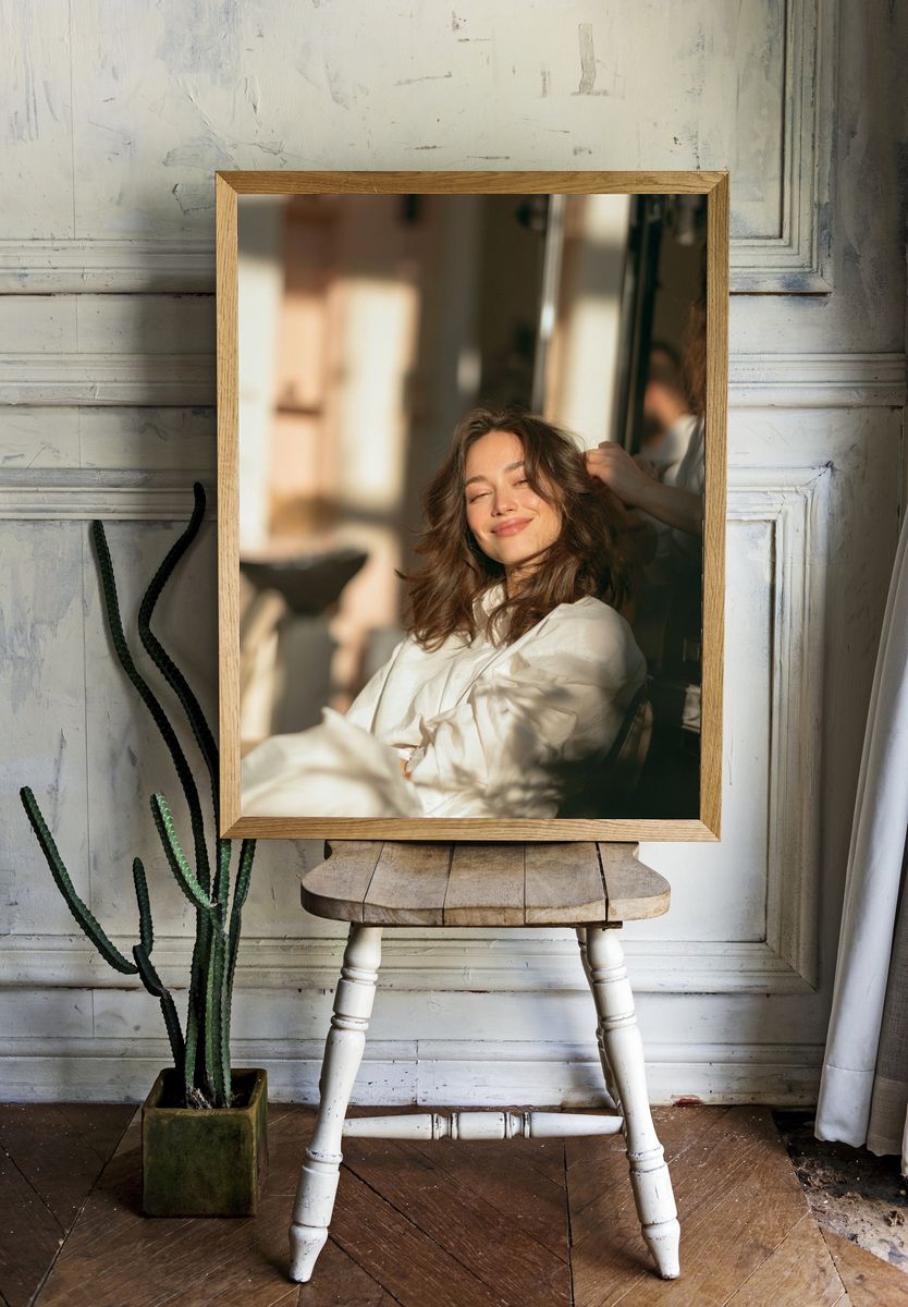 Sunlit Woman Portrait Poster. room preview
