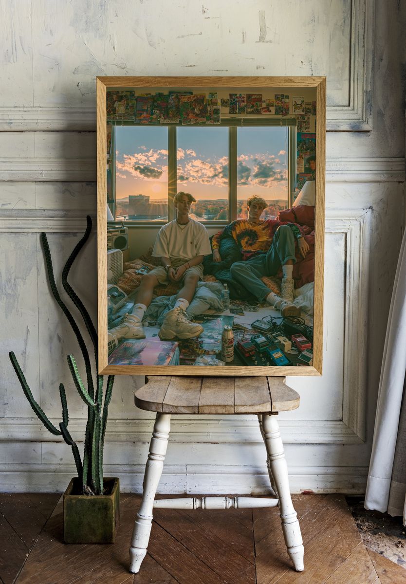 Sunset Bedroom Portrait Photography Poster. room preview