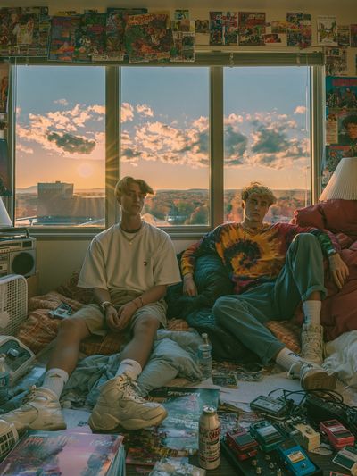Sunset Bedroom Portrait Photography Poster. poster