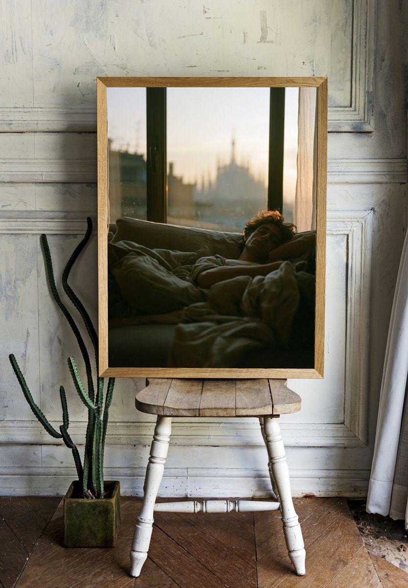 Sunlit Bedroom Portrait Poster. room preview