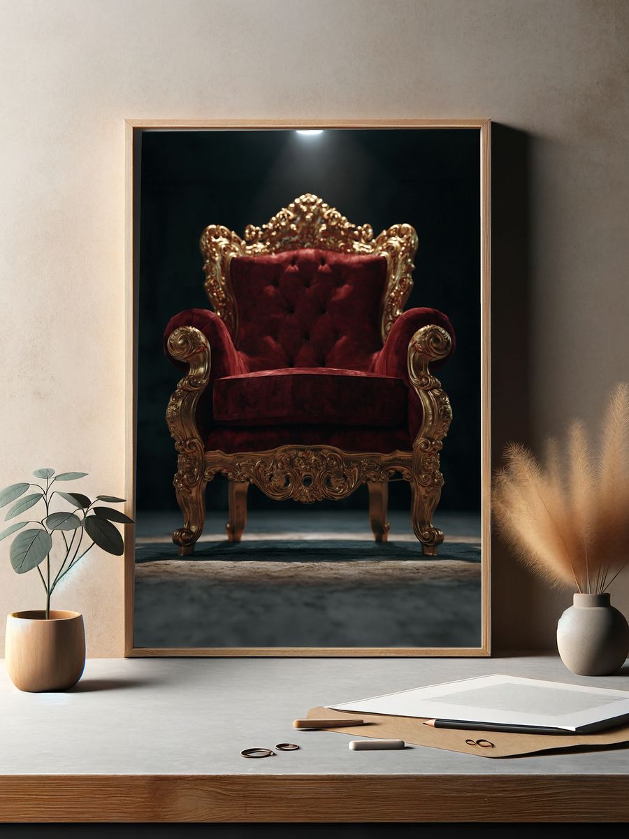 Ornate Velvet Throne Photography Poster. — room view 2